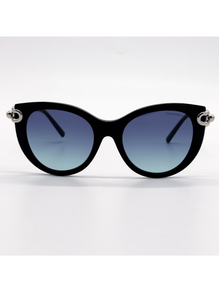 New Tiffany & Co Sunglasses Women Black Silver Cat Eye Tf4232 8342/9s